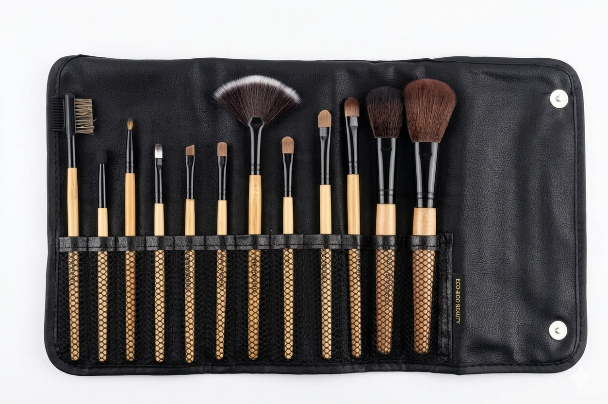 Babbi Brown 12-Piece Premium Makeup Brush Set with Leather Pouch