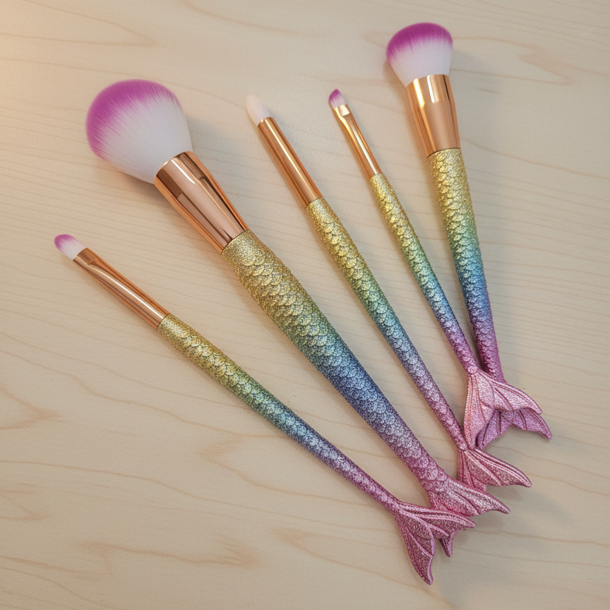 Mermaid Makeup Brush Set 5pcs Gradient Cosmetic Beauty Brushes