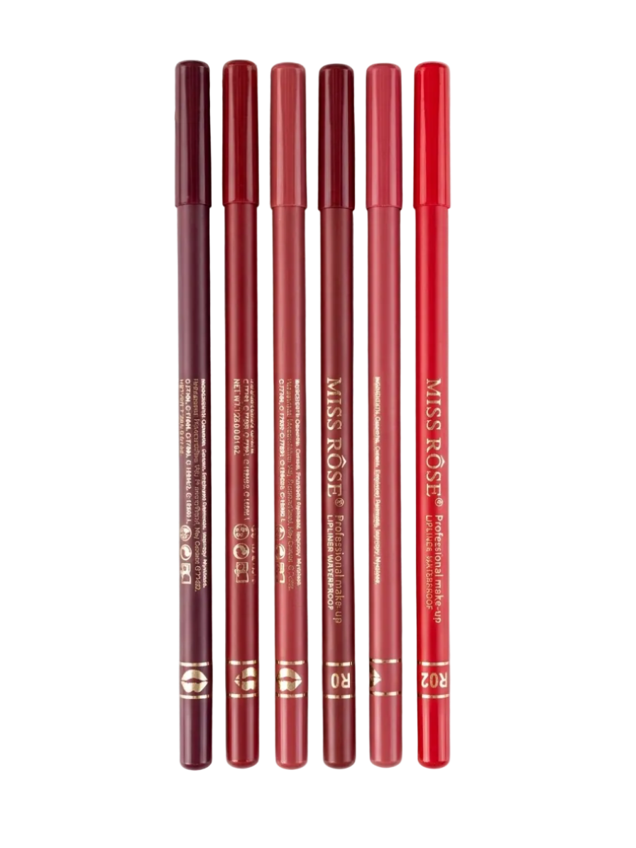 Miss Rose 6-Pcs Waterproof Lip Liner Set – perfect contour precise application
