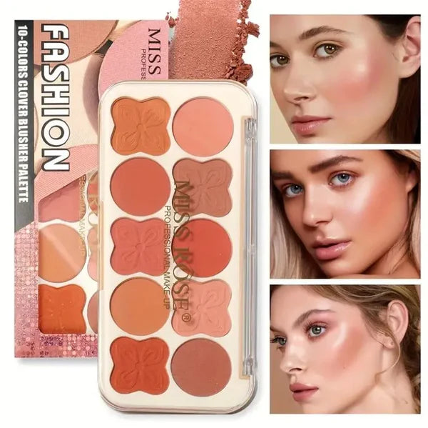 Miss Rose 10-Color Professional Blush Palette Radiant Glow