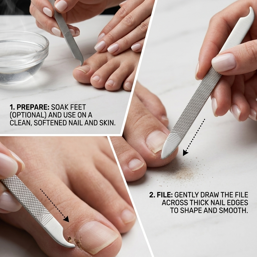 Professional Dual-Sided Metal Nail File - dual grit filing surfaces