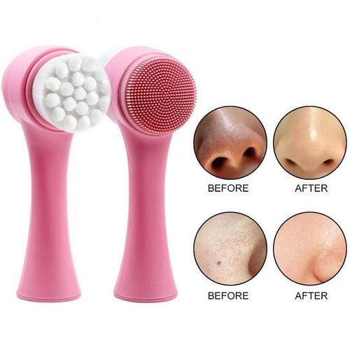 Dual Side Facial Cleansing Brush - silicone side