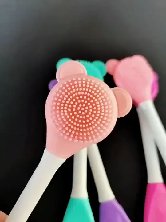 2-in-1 Dual-Sided Silicone Facial Cleansing Brush – Teddy Bear Design Blackhead Remover & Mask Applicator