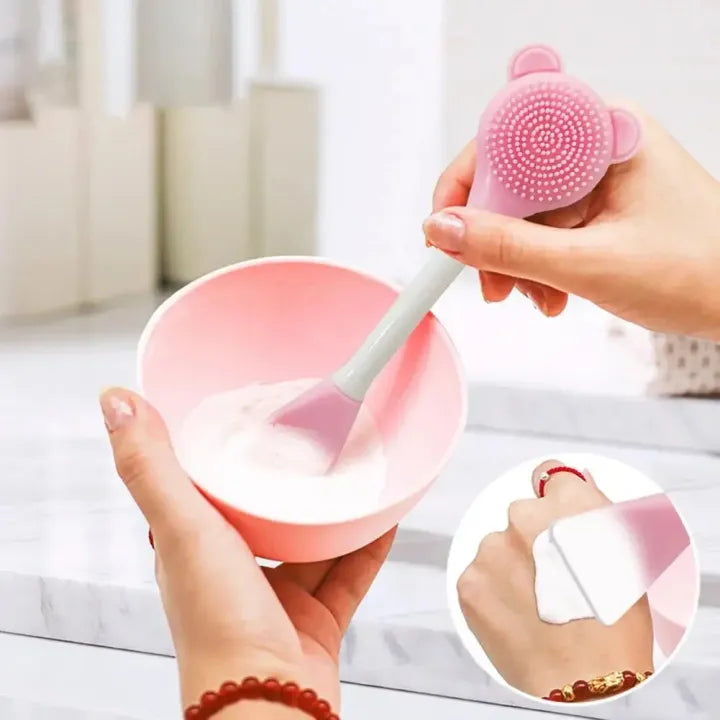 2-in-1 Silicone Facial Cleansing Brush - gentle facial cleansing in use