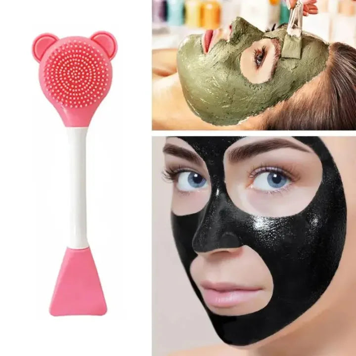 2-in-1 Silicone Facial Cleansing Brush - blackhead removal in use