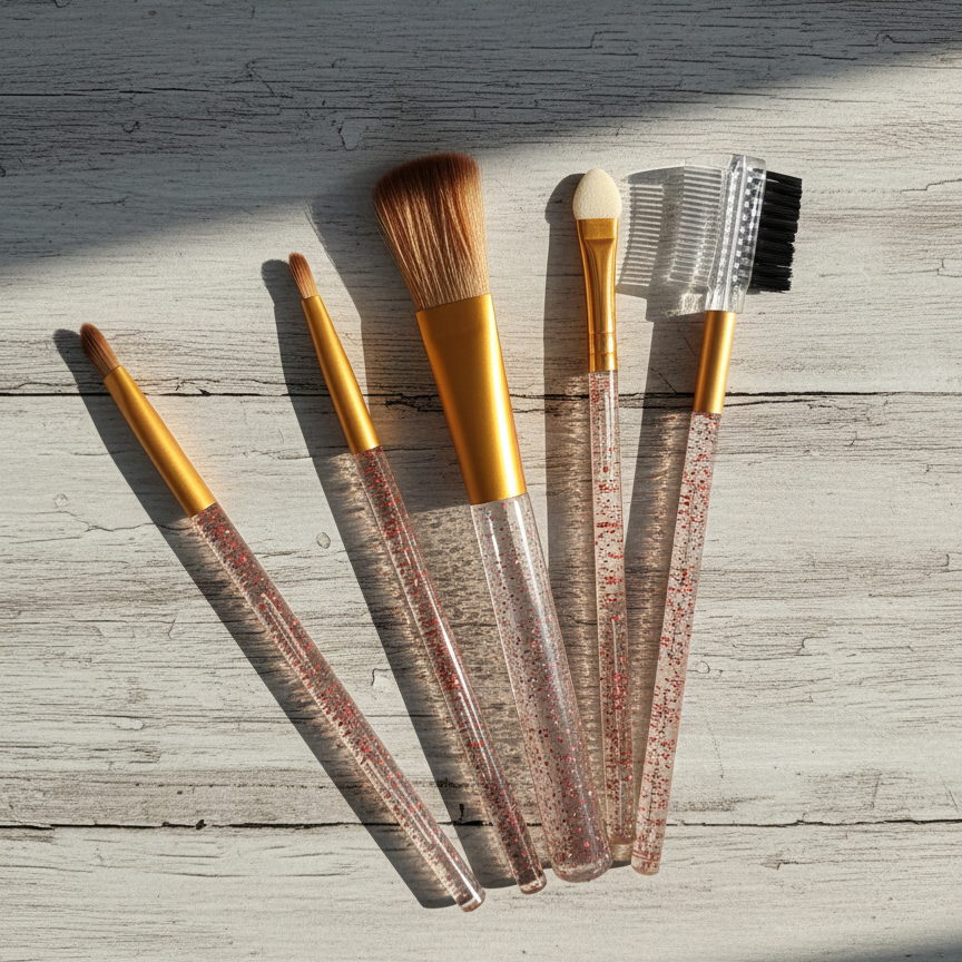 5pcs Glitter Handle Makeup Brush Set Professional Soft Bristles