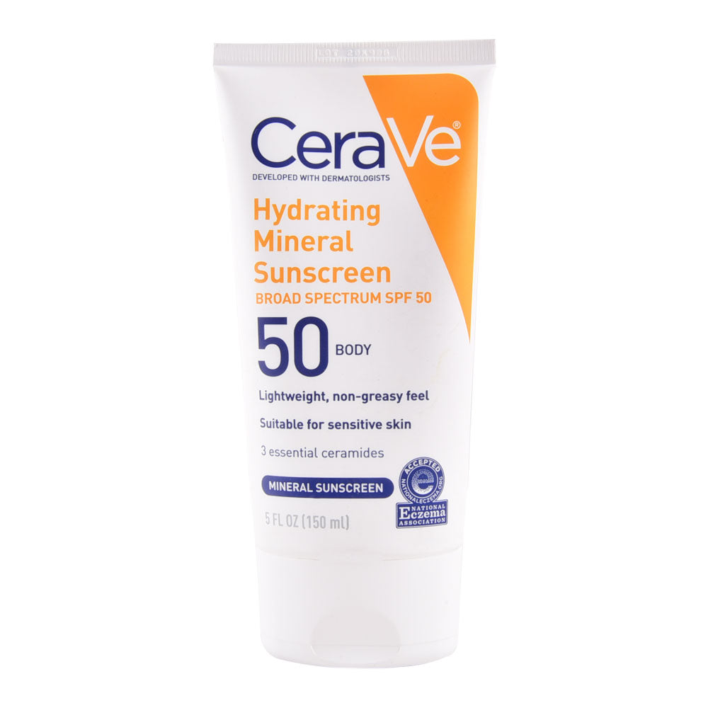 CeraVe Hydrating Mineral Sunscreen SPF 50 - tube packaging detail