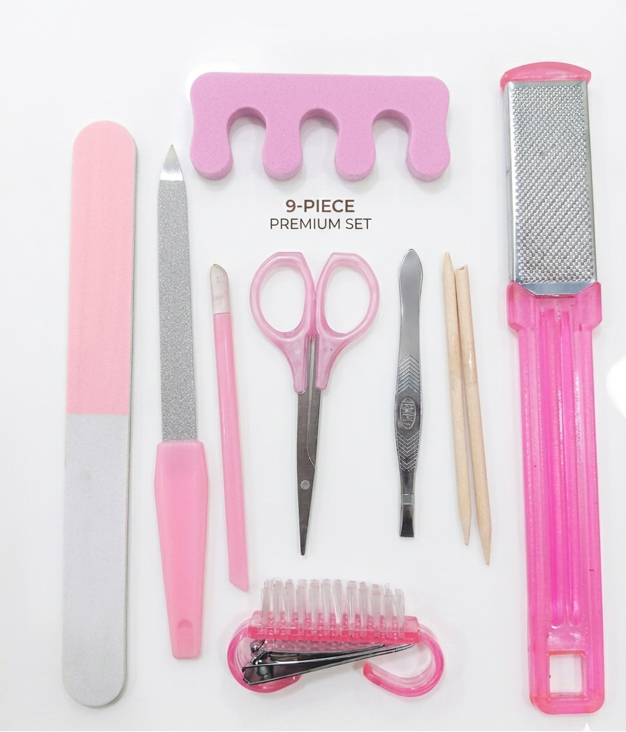 Areej Professional Beauty Tool Kit 9 Pcs Manicure Pedicure Nail Care Set