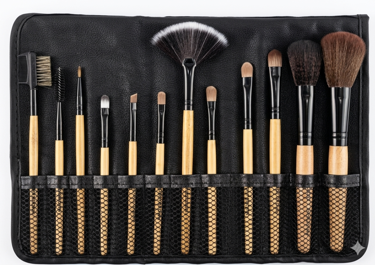 Babbi Brown 12-Piece Premium Makeup Brush Set with Leather Pouch