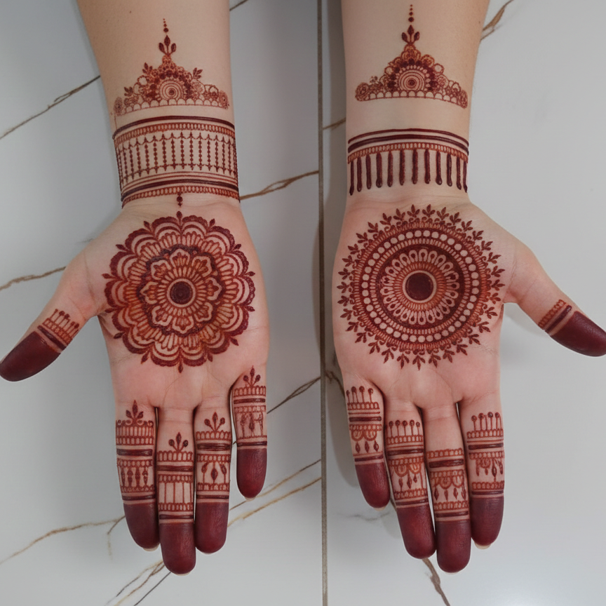 Red Mehndi Tattoo Stickers - sheet view