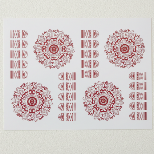 Red Mehndi Tattoo Stickers - design detail