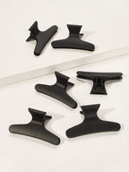 Pack of 6 Large Matte Hair Claw Clips – non-slip French design hair catchers
