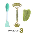 3-in-1 Radiant Skincare Set – Jade Roller Gua Sha and 2-in-1 Mask Brush