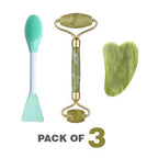 3-in-1 Radiant Skincare Set – Jade Roller Gua Sha and 2-in-1 Mask Brush