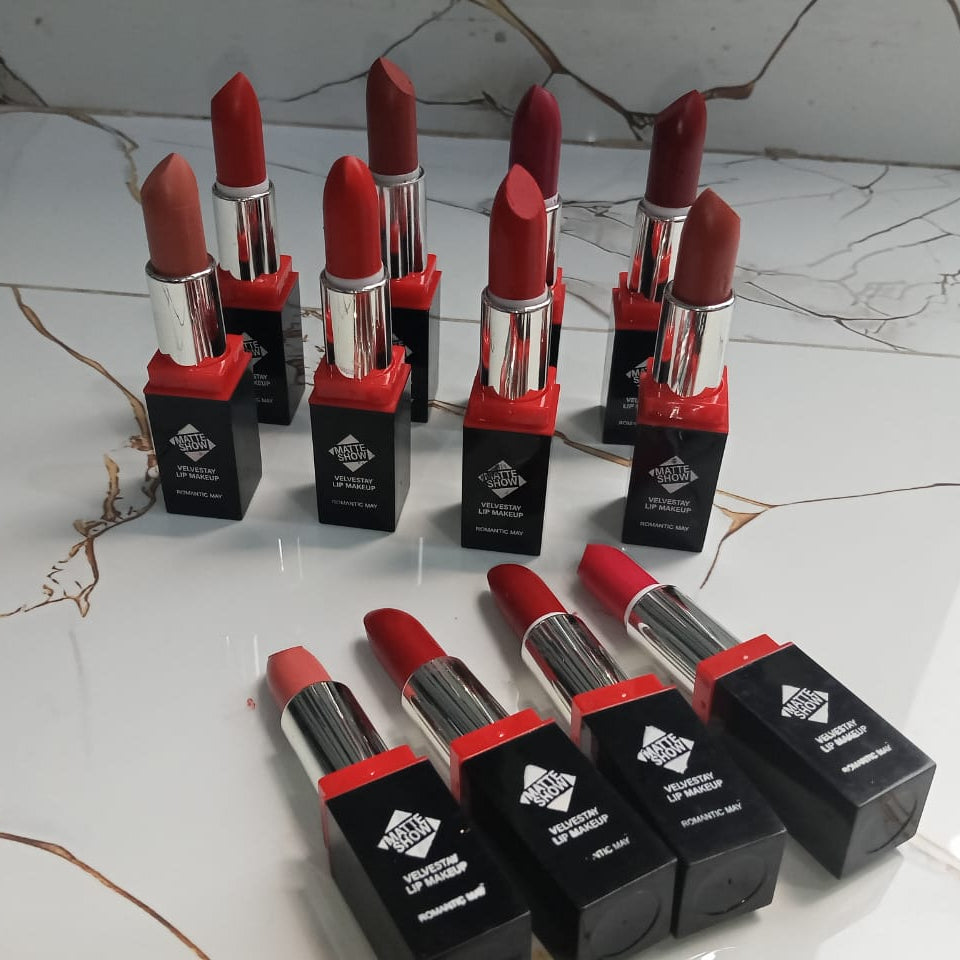 Romantic May Velvet Matte Lipstick Set - first shade swatch
