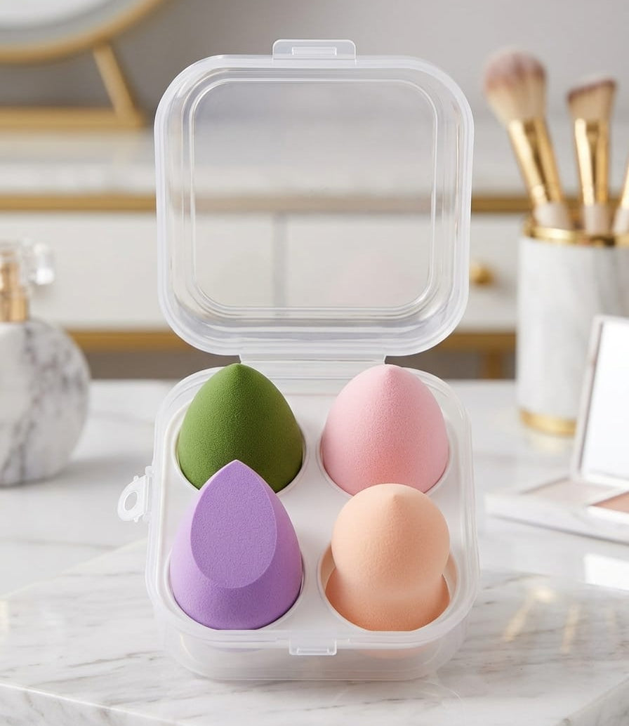 4pcs Makeup Sponge Set with Protective Storage Box