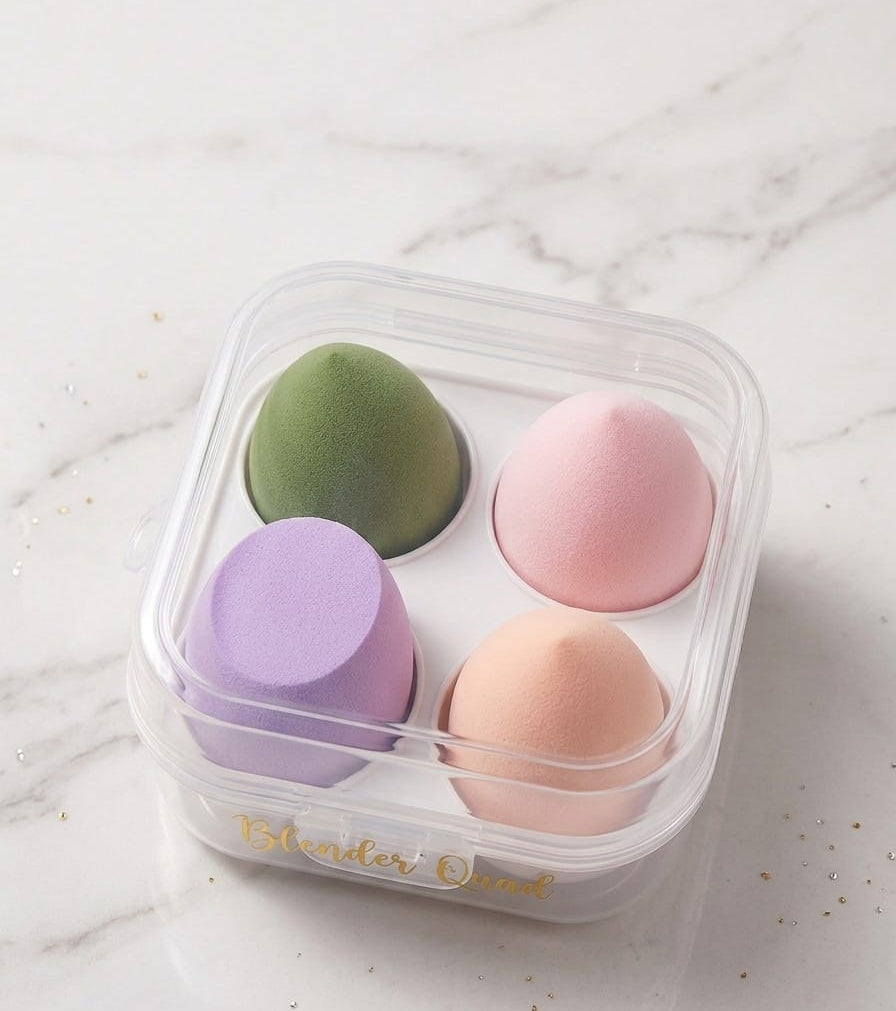 4pcs Makeup Sponge Set with Protective Storage Box