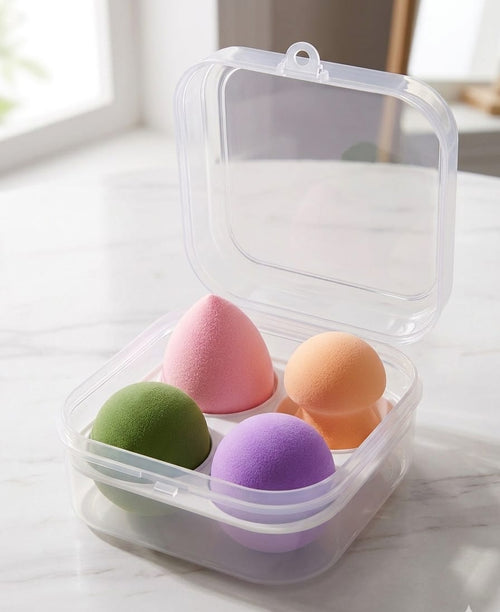 4pcs Makeup Sponge Set with Protective Storage Box