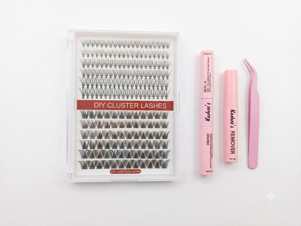 Kashee's 192-Pcs DIY Cluster Eyelash Extension Kit with Bond, Seal & Applicator Tool