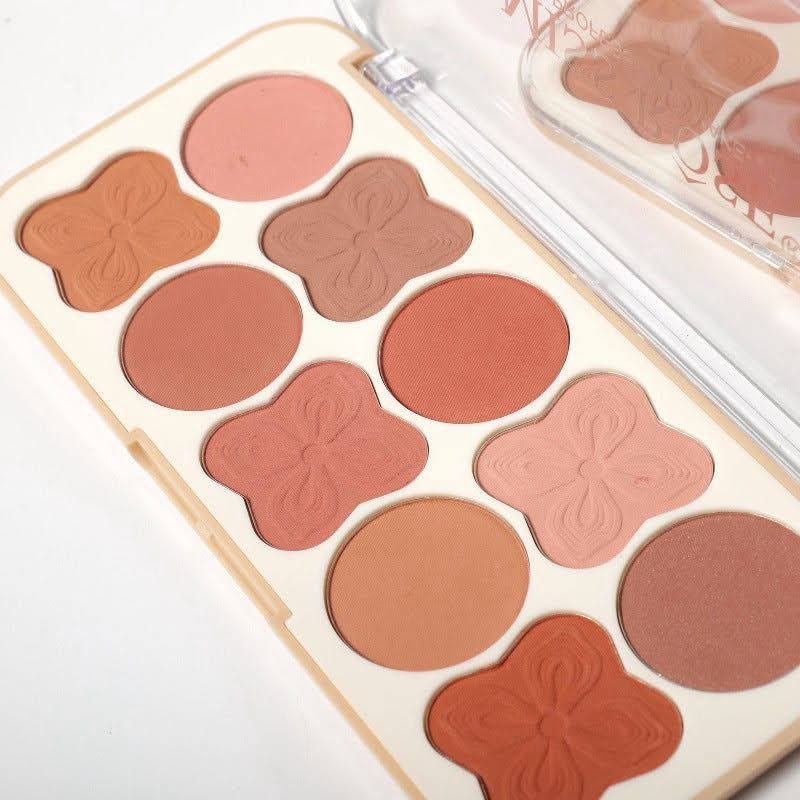 Miss Rose 10-Color Professional Blush Palette - Radiant Glow