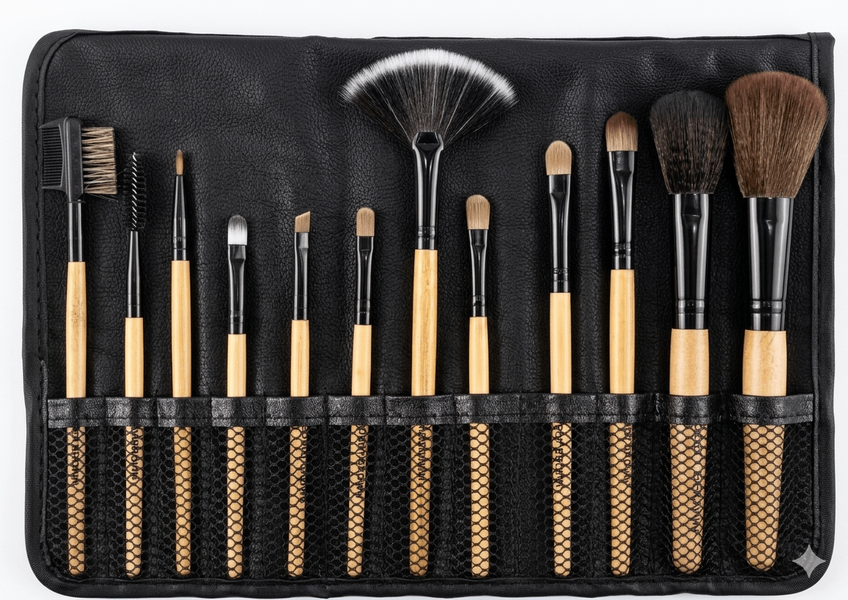 Babbi Brown 12-Piece Premium Makeup Brush Set with Leather Pouch - The Nexa Shop