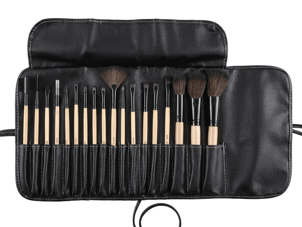 Babbi Brown 18 - Piece Professional Makeup Brush Set with Leather Wrap Pouch - The Nexa Shop