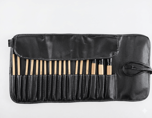 Babbi Brown 18 - Piece Professional Makeup Brush Set with Leather Wrap Pouch - The Nexa Shop