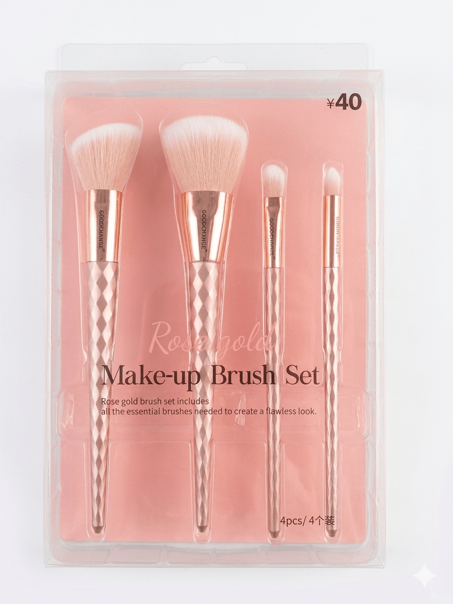 Goodchange Professional Makeup Brush Set – 4-Piece Diamond Handle Series for Face & Eyes - The Nexa Shop