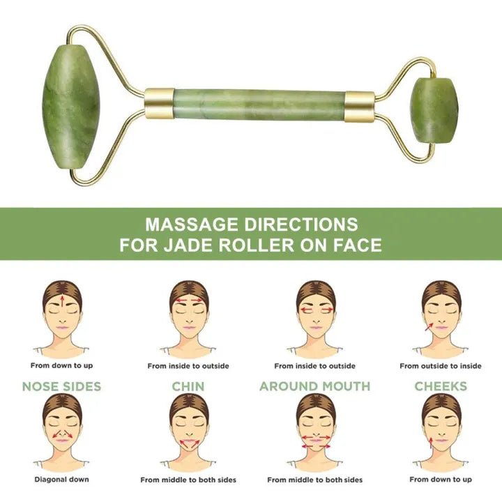 Jade Roller & Gua Sha Skincare Set – Noiseless Facial Body Massager - The Nexa Shop