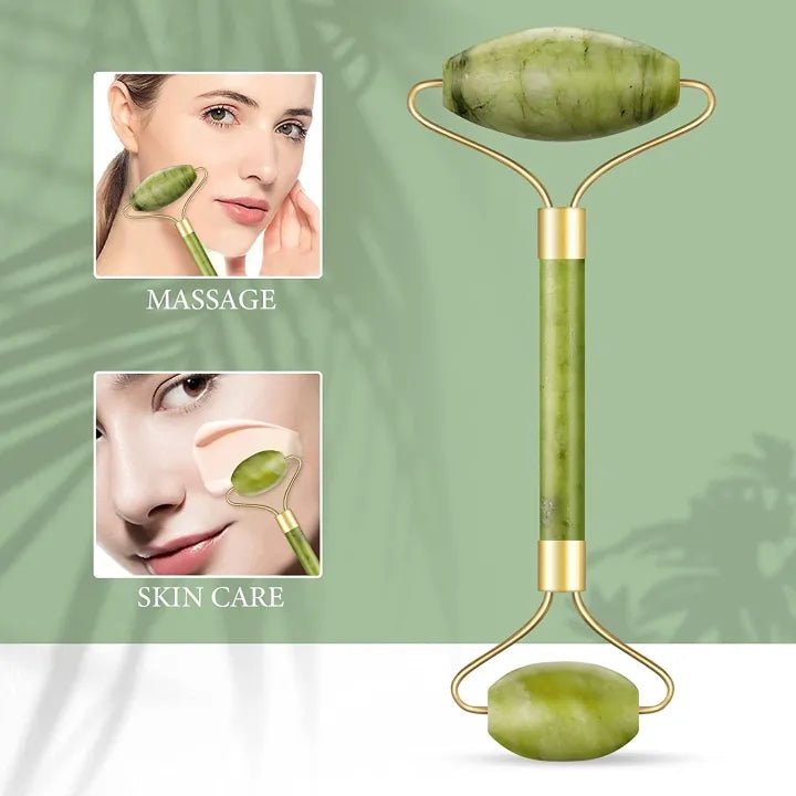 Jade Roller & Gua Sha Skincare Set – Noiseless Facial Body Massager - The Nexa Shop