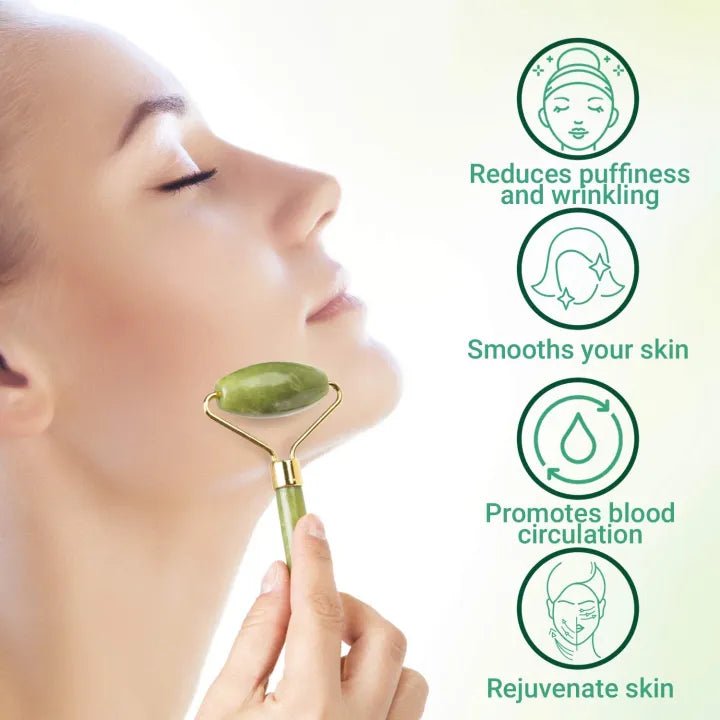 Jade Roller & Gua Sha Skincare Set – Noiseless Facial Body Massager - The Nexa Shop