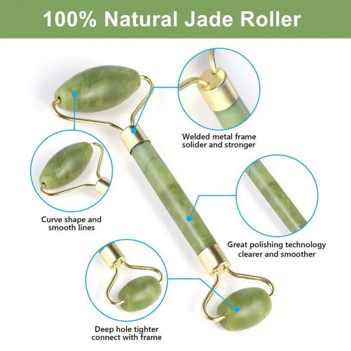 Jade Roller & Gua Sha Skincare Set – Noiseless Facial Body Massager - The Nexa Shop