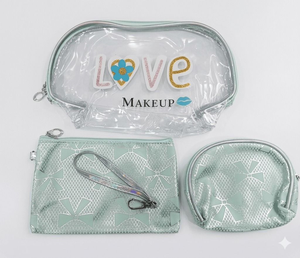 Luxury 3 - in - 1 Transparent Travel Toiletry & Makeup Bag Set - Pouch Organizer - The Nexa Shop