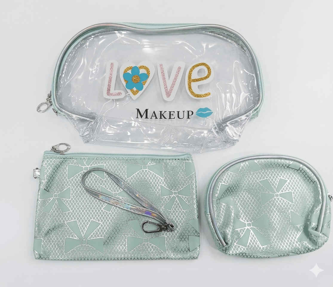 Luxury 3 - in - 1 Transparent Travel Toiletry & Makeup Bag Set - Pouch Organizer - The Nexa Shop