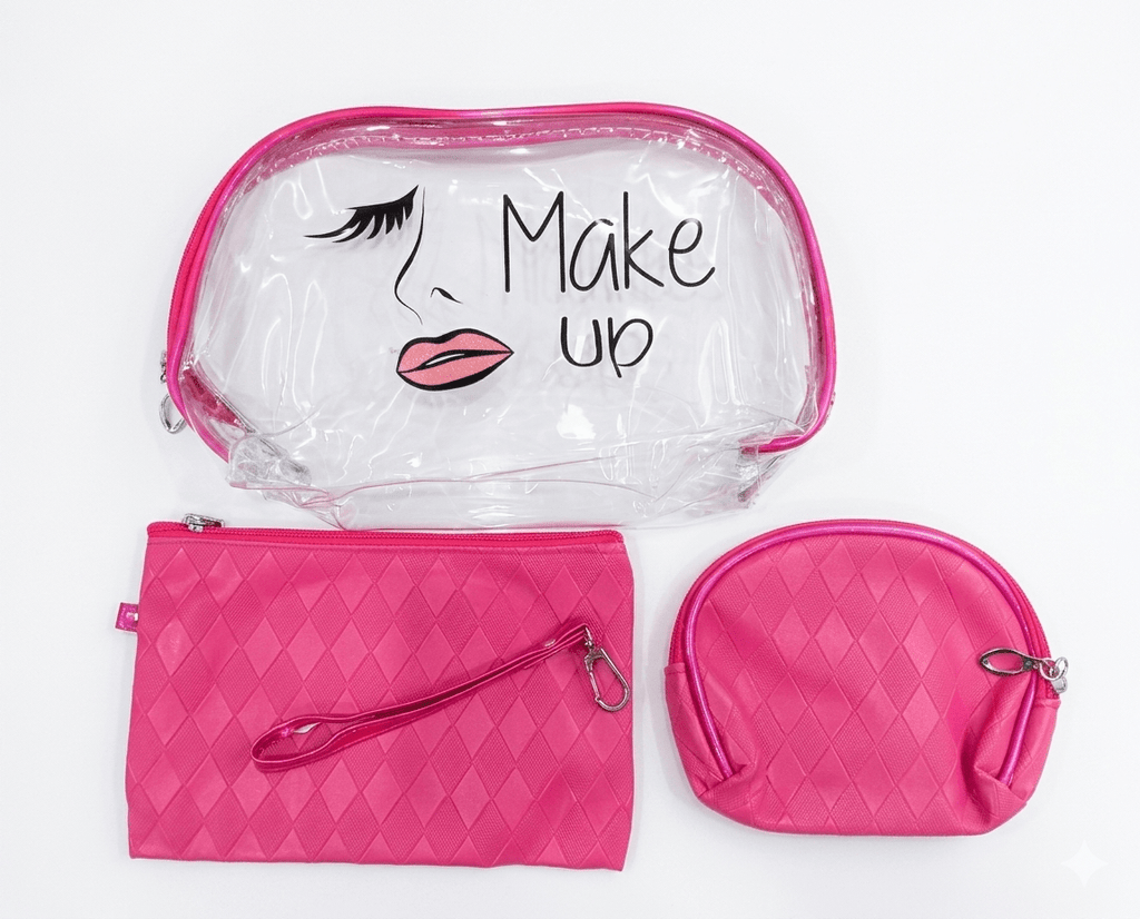 Luxury 3 - in - 1 Transparent Travel Toiletry & Makeup Bag Set - Pouch Organizer - The Nexa Shop