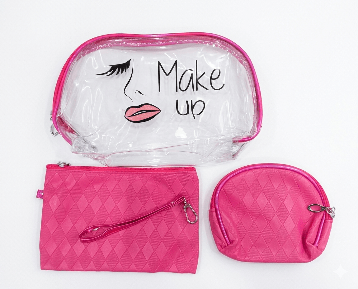 Luxury 3 - in - 1 Transparent Travel Toiletry & Makeup Bag Set - Pouch Organizer - The Nexa Shop