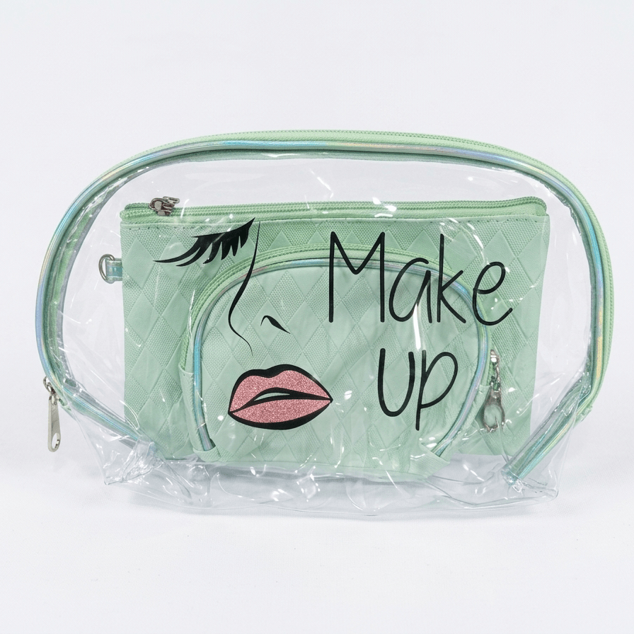 Luxury 3 - in - 1 Transparent Travel Toiletry & Makeup Bag Set - Pouch Organizer - The Nexa Shop