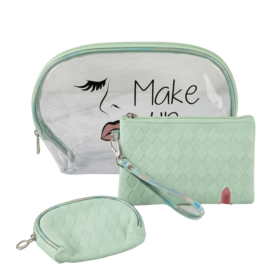 Luxury 3 - in - 1 Transparent Travel Toiletry & Makeup Bag Set - Pouch Organizer - The Nexa Shop