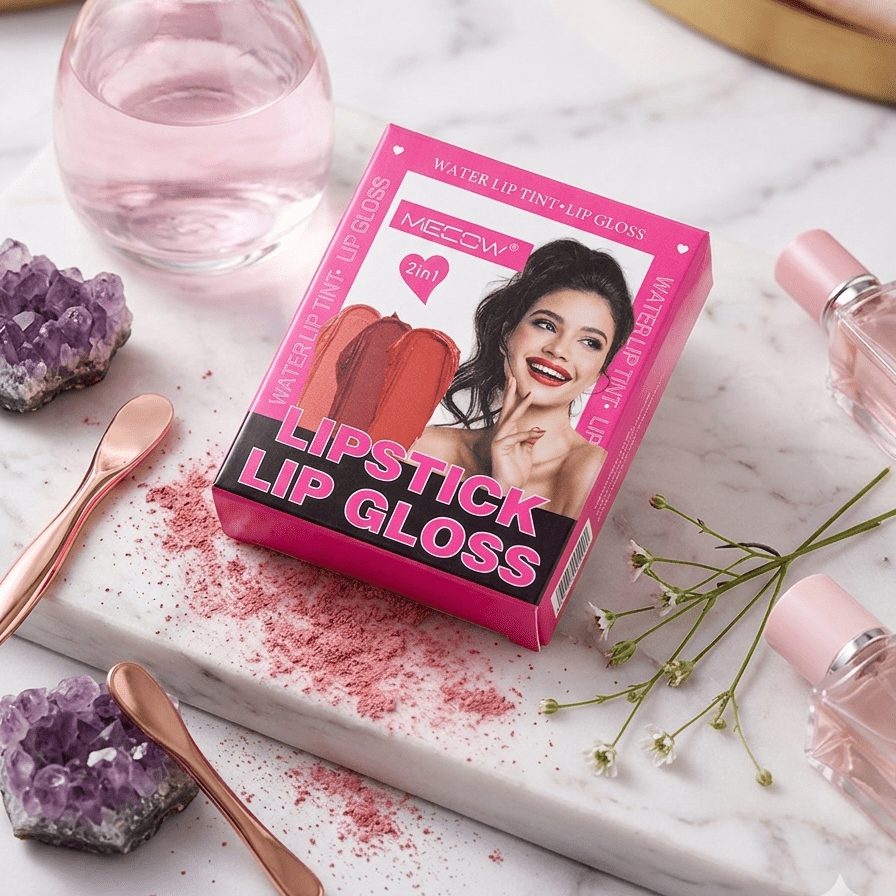MECOW 2 - in - 1 Waterproof Lipstick & Lip Gloss Wireless Earbud - Style Set - The Nexa Shop