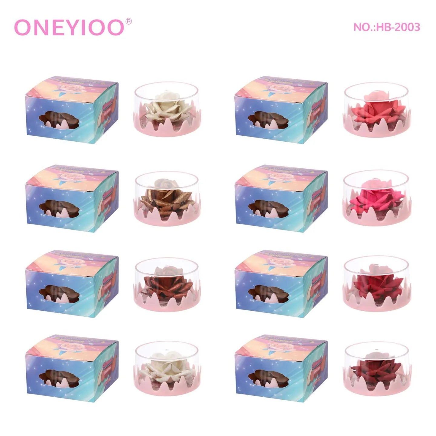 ONEYIOO 3D Rose Flower Blusher & Highlighter 2-in-1 Luminous Compact