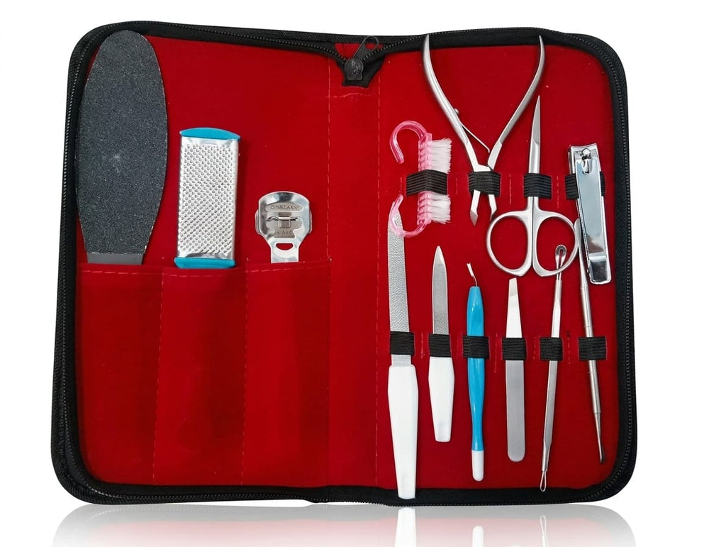 QA Saloon Beauty Professional Manicure & Pedicure Tools Kit with Zipper Pouch