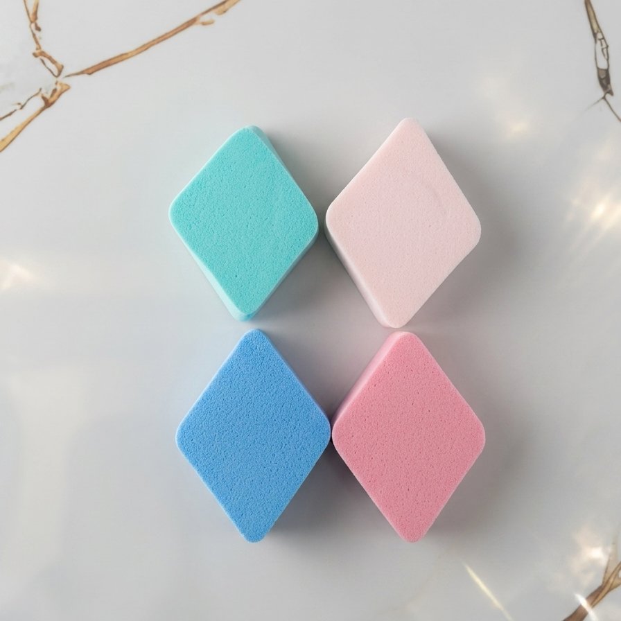 Lemon Beauty Pack of 4 Makeup Blender Puffs – square foundation sponges